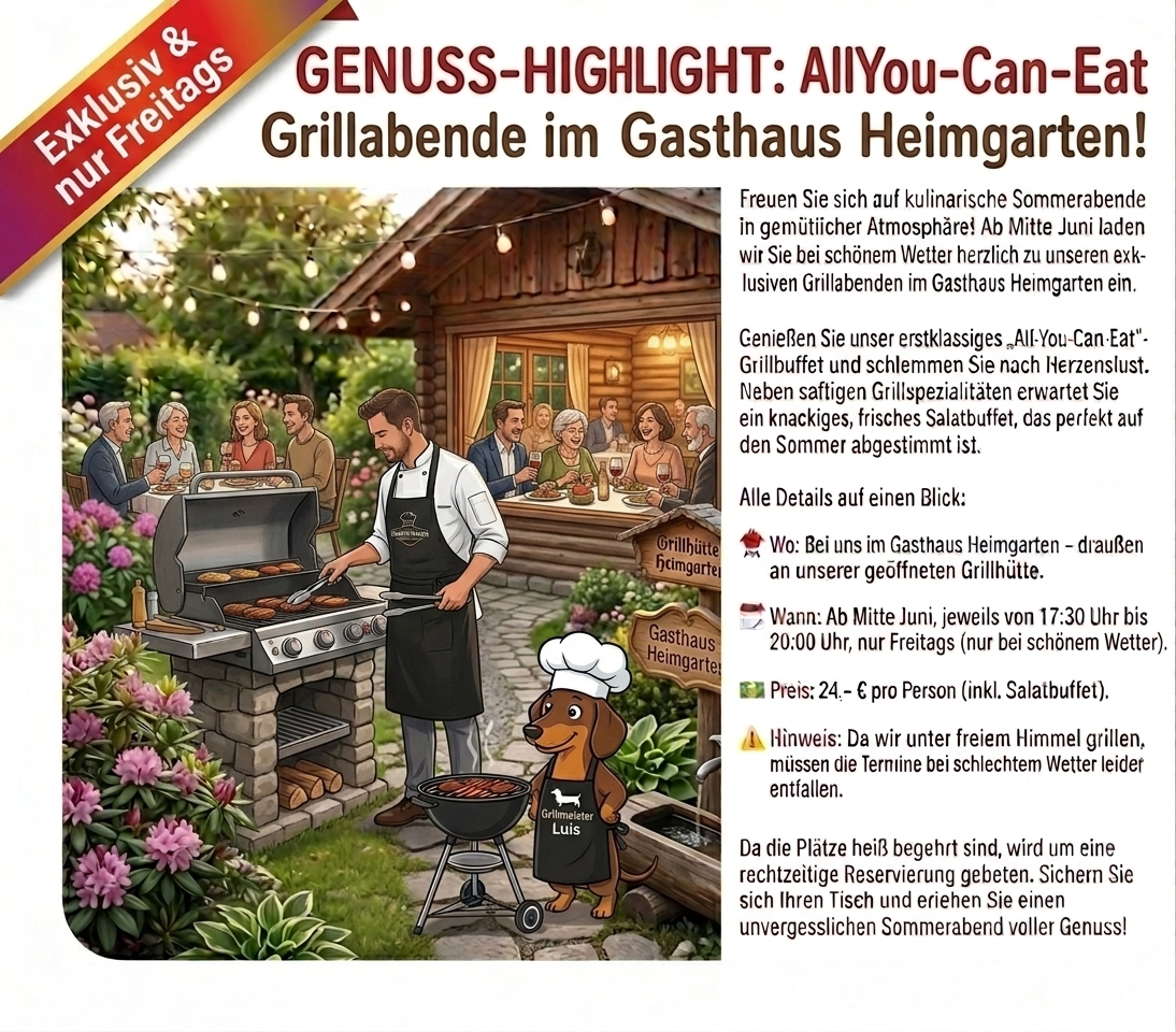 Grillabend All You Can Eat Grillabende mit AllYouCanEat Buffet für 24 Euro!!!!!